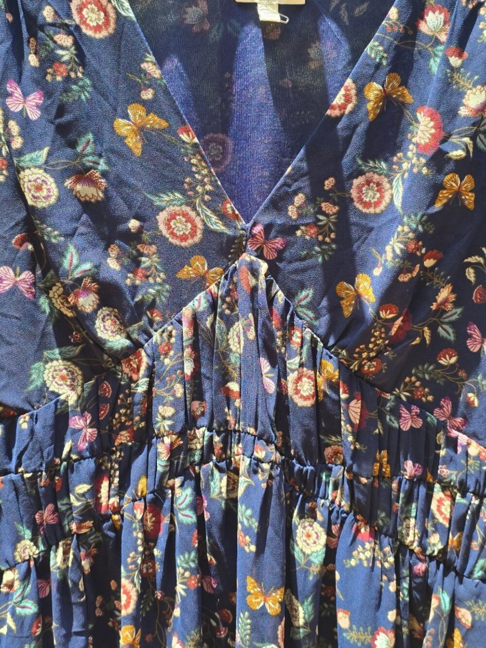 Umgee USA Fall Butterfly Floral, Swiss Dot Long Sleeve Tunic, Sz. L, NWOT - Picture 3 of 7